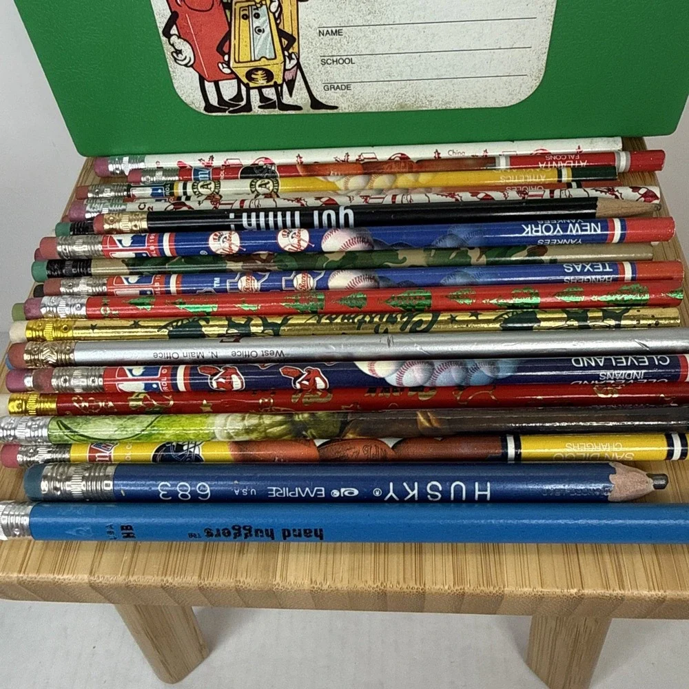 Sterling Green School Box #268 80s 1988 With 30 VTG Sports ETC School Pencils